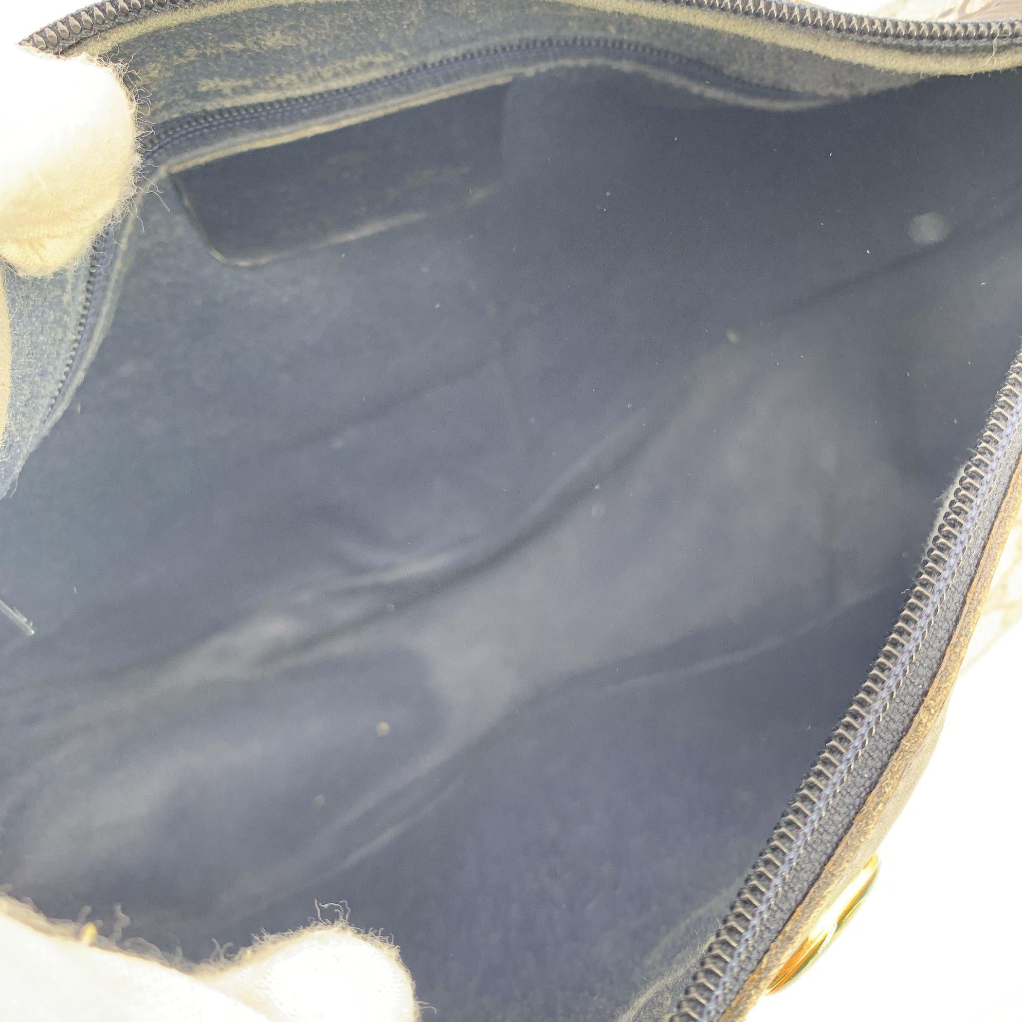 Women's Gucci Vintage Navy Blue Monogram Canvas Rounded Shoulder Bag For Sale