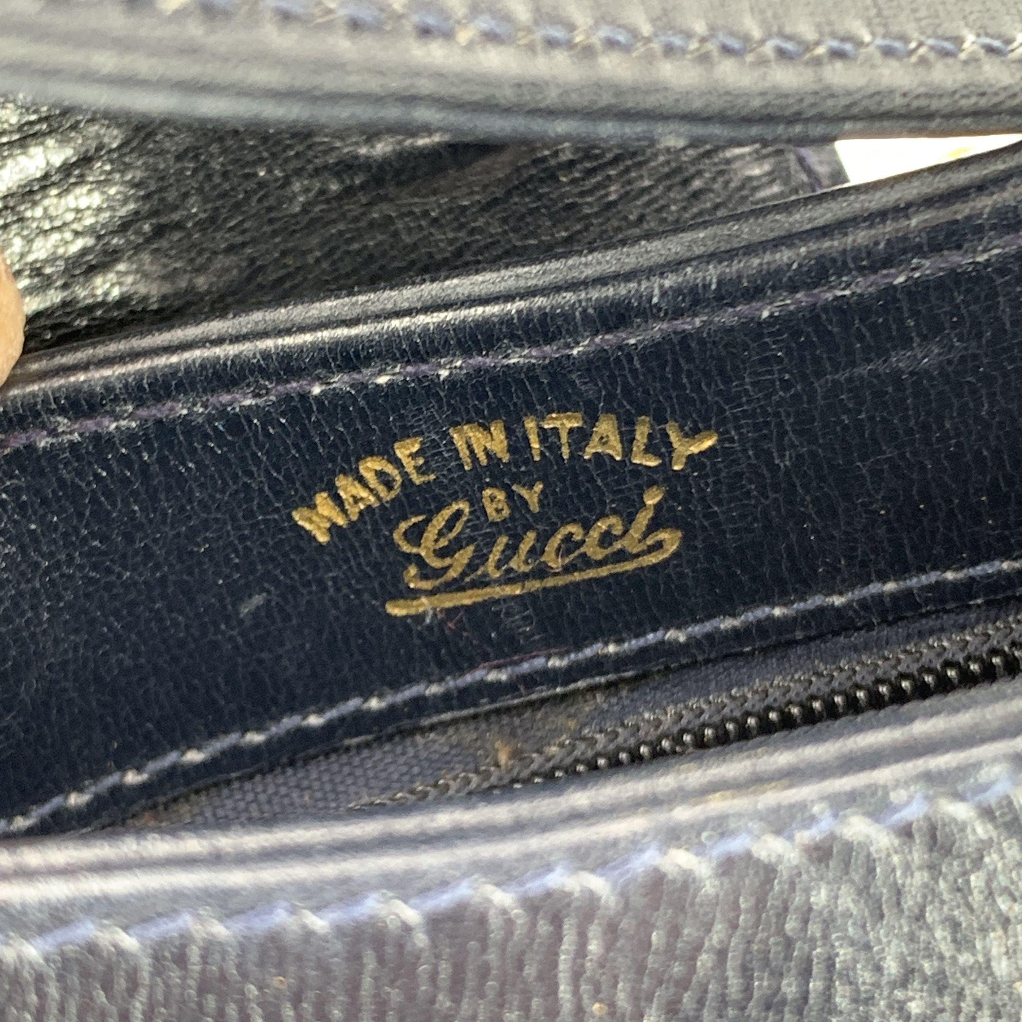 Gucci Vintage Navy Blue Monogram Canvas Shoulder Bag Tote Pour femmes en vente