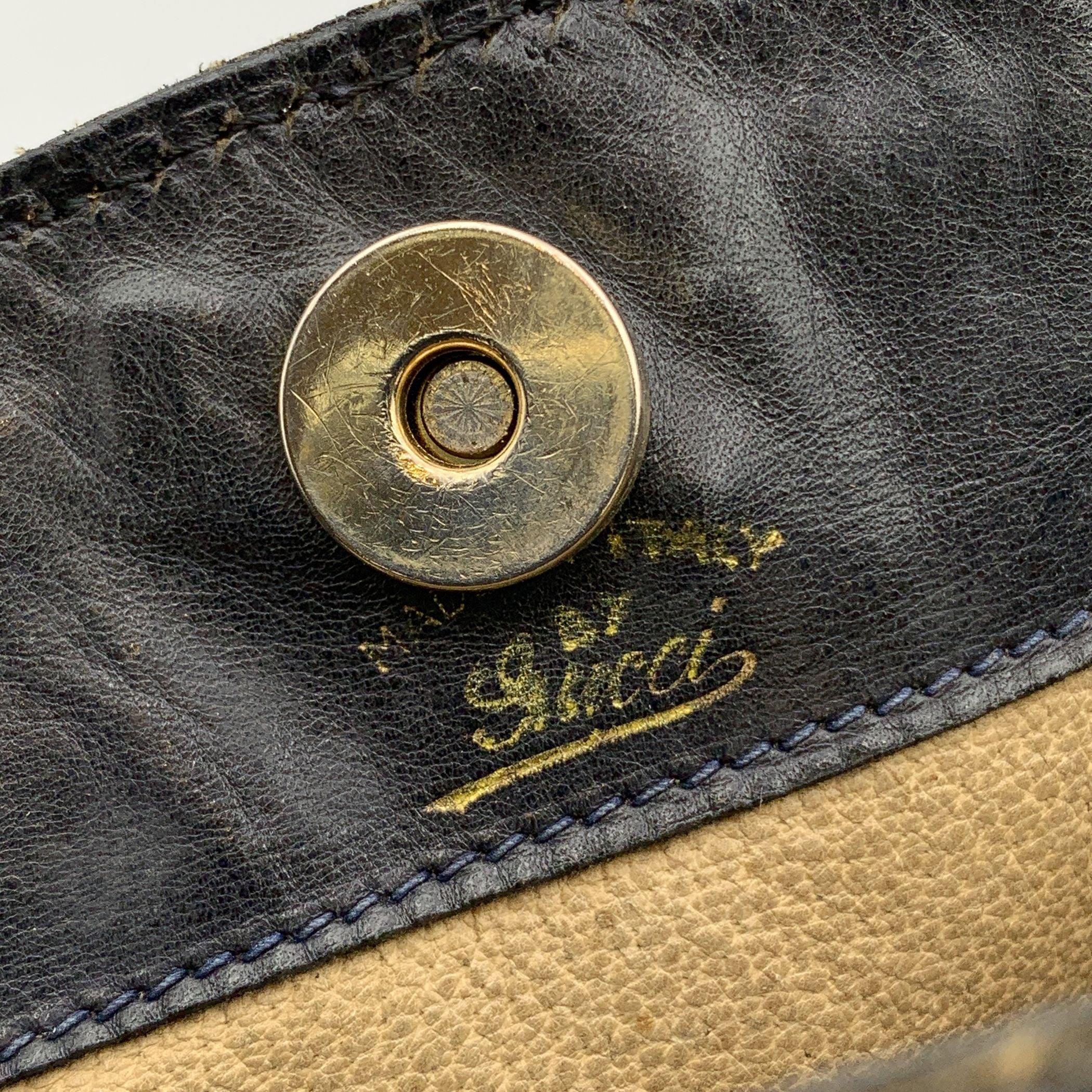 Women's Gucci Vintage Navy Blue Suede and Leather Shoulder Bag