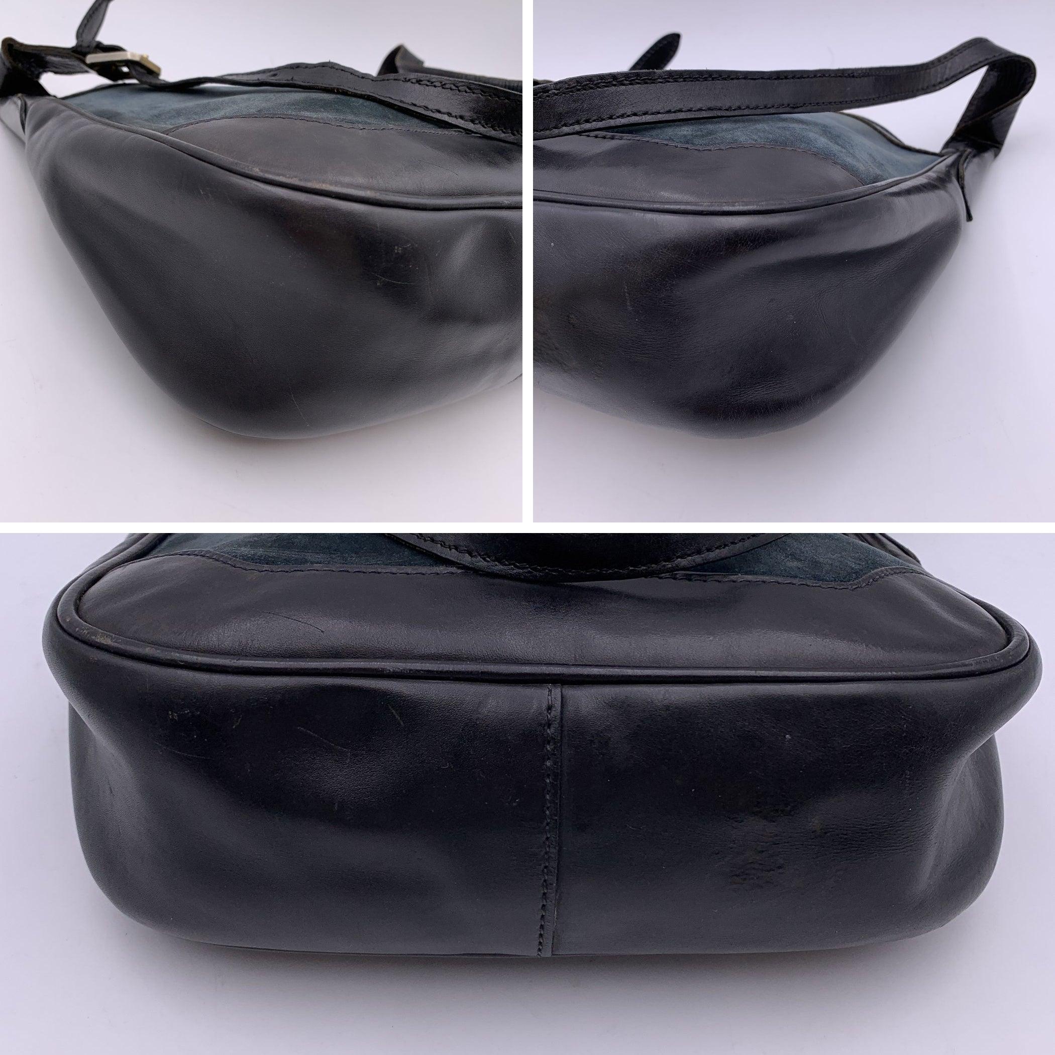 Gucci Vintage Navy Blue Suede and Leather Shoulder Bag 2