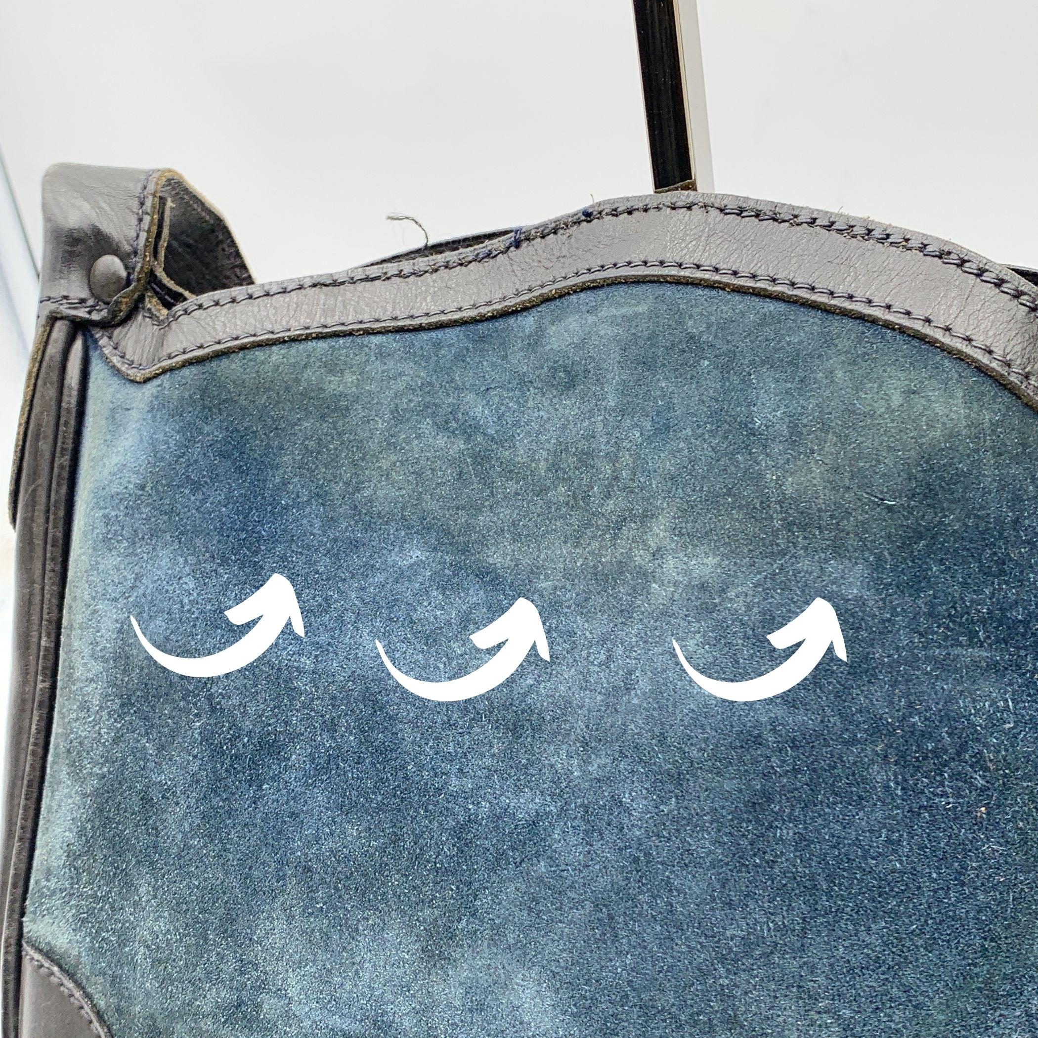 Gucci Vintage Navy Blue Suede and Leather Shoulder Bag 3