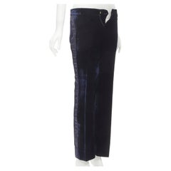 GUCCI Vintage navy blue velvet ladder seam side stripe tuxedo pants IT38 XS