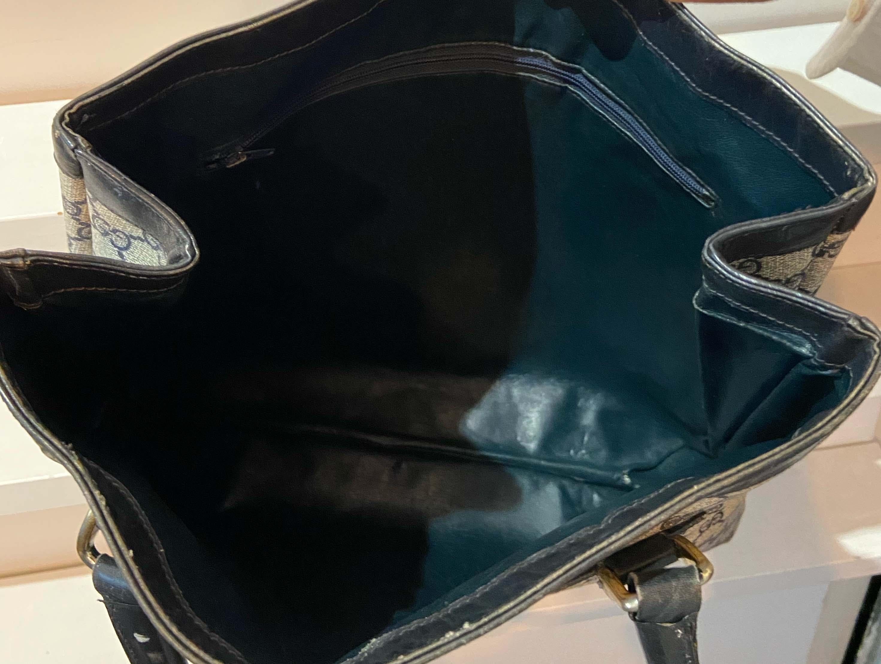 Gucci Vintage Navy GG Logo Tote Bag 1