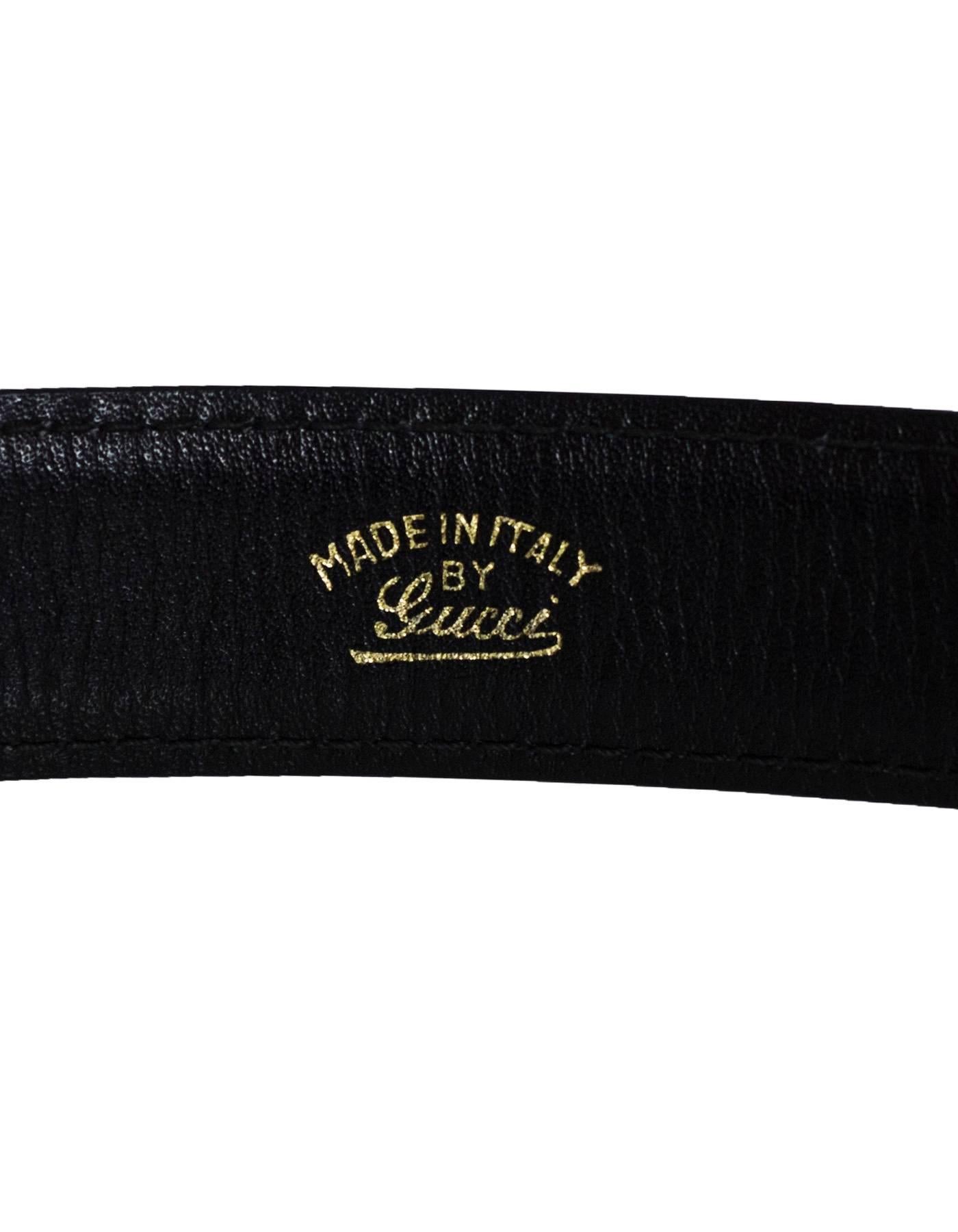 Black Gucci Vintage Navy Leather G Belt Sz 75