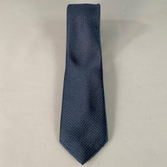 GUCCI Vintage Navy Yellow Dots Silk Skinny Tie