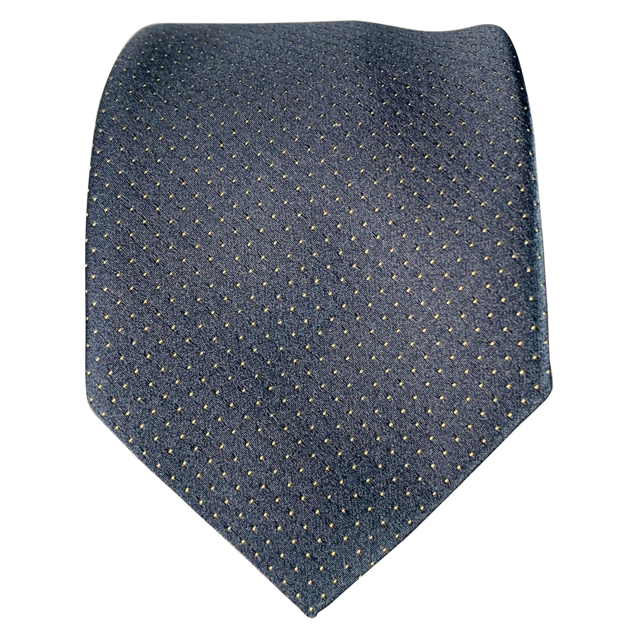 GUCCI Vintage Navy Yellow Dots Silk Skinny Tie