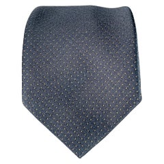 GUCCI Vintage Navy Yellow Dots Silk Skinny Tie