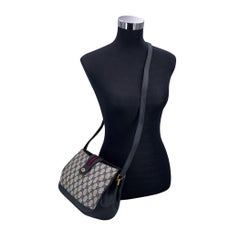Gucci Vintage Ophidia Blue Monogram Canvas and Leather Shoulder Bag