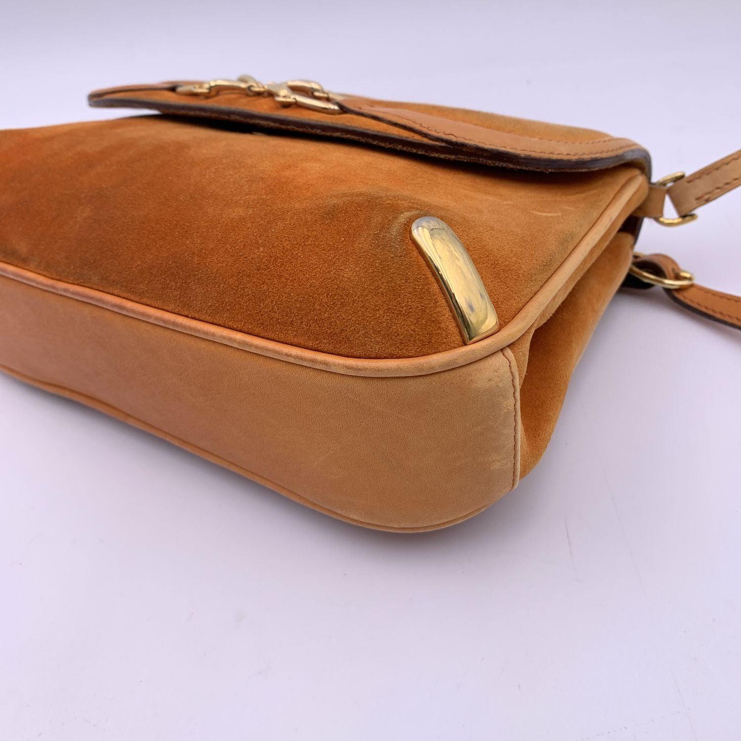 Gucci Vintage Orange Suede Convertible Flap Shoulder Bag 1