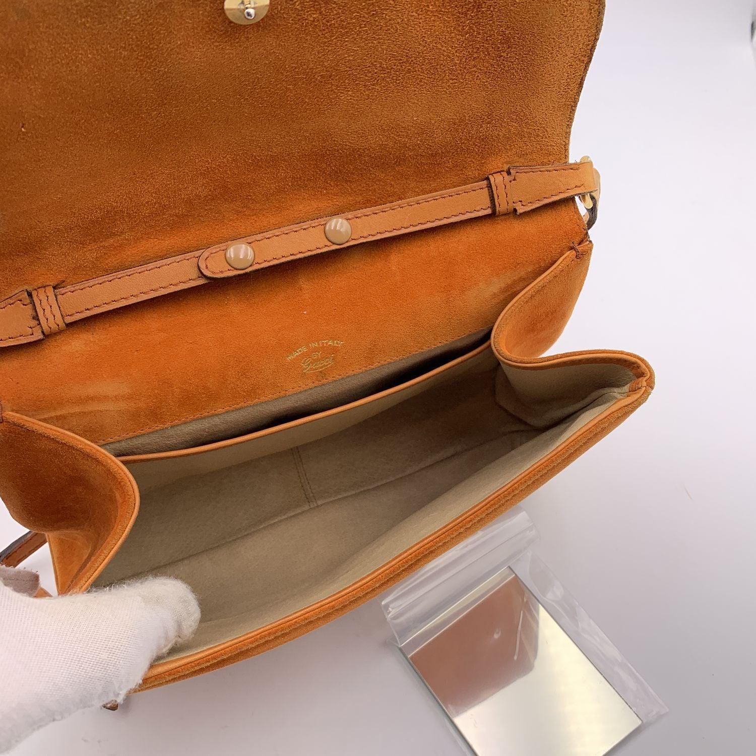Gucci Vintage Orange Suede Convertible Flap Shoulder Bag 2