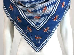 Gucci Vintage Ostrich Print Cotton Scarf