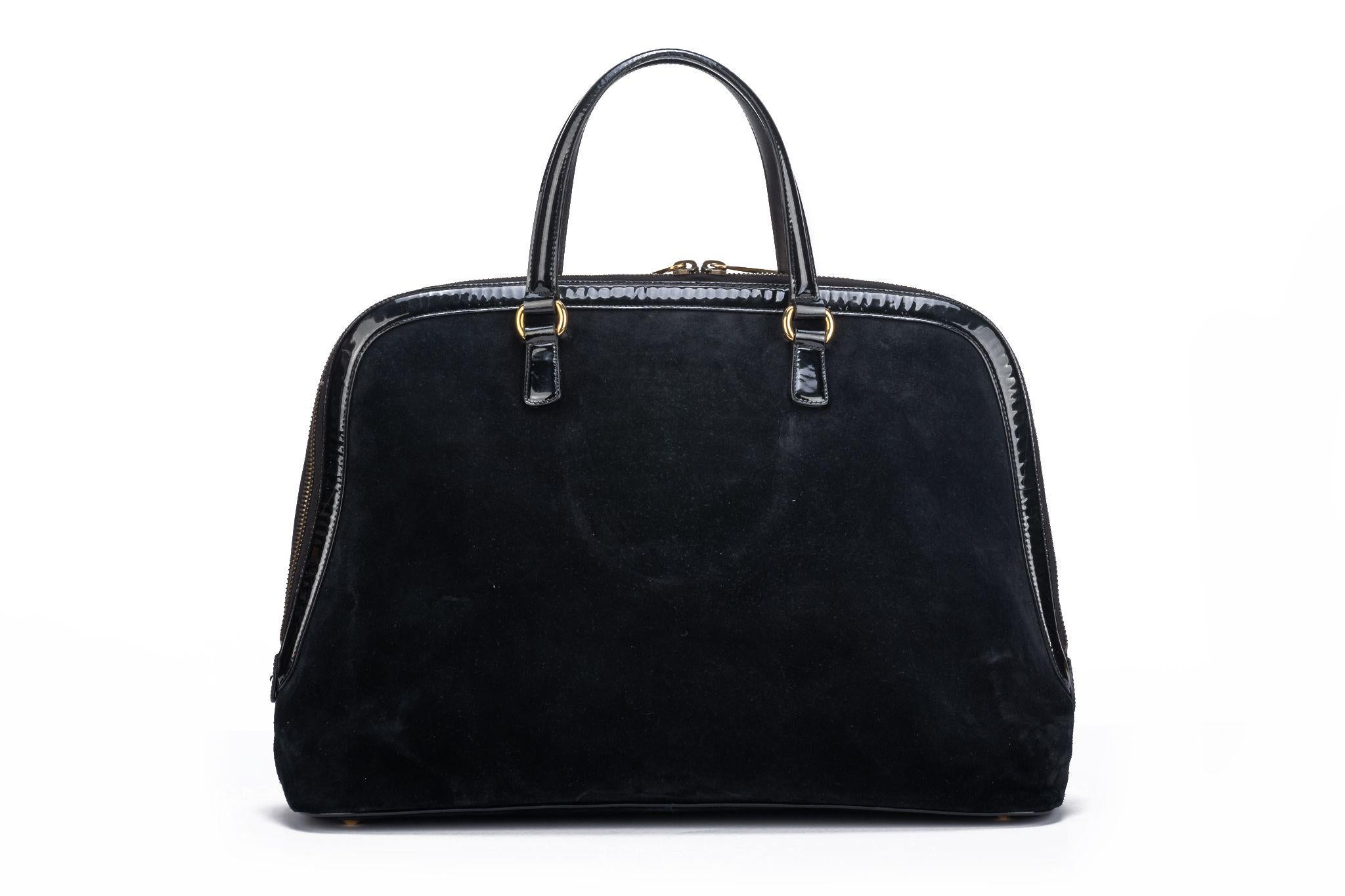 Black Gucci Vintage Oversize Suede Travel Bag For Sale