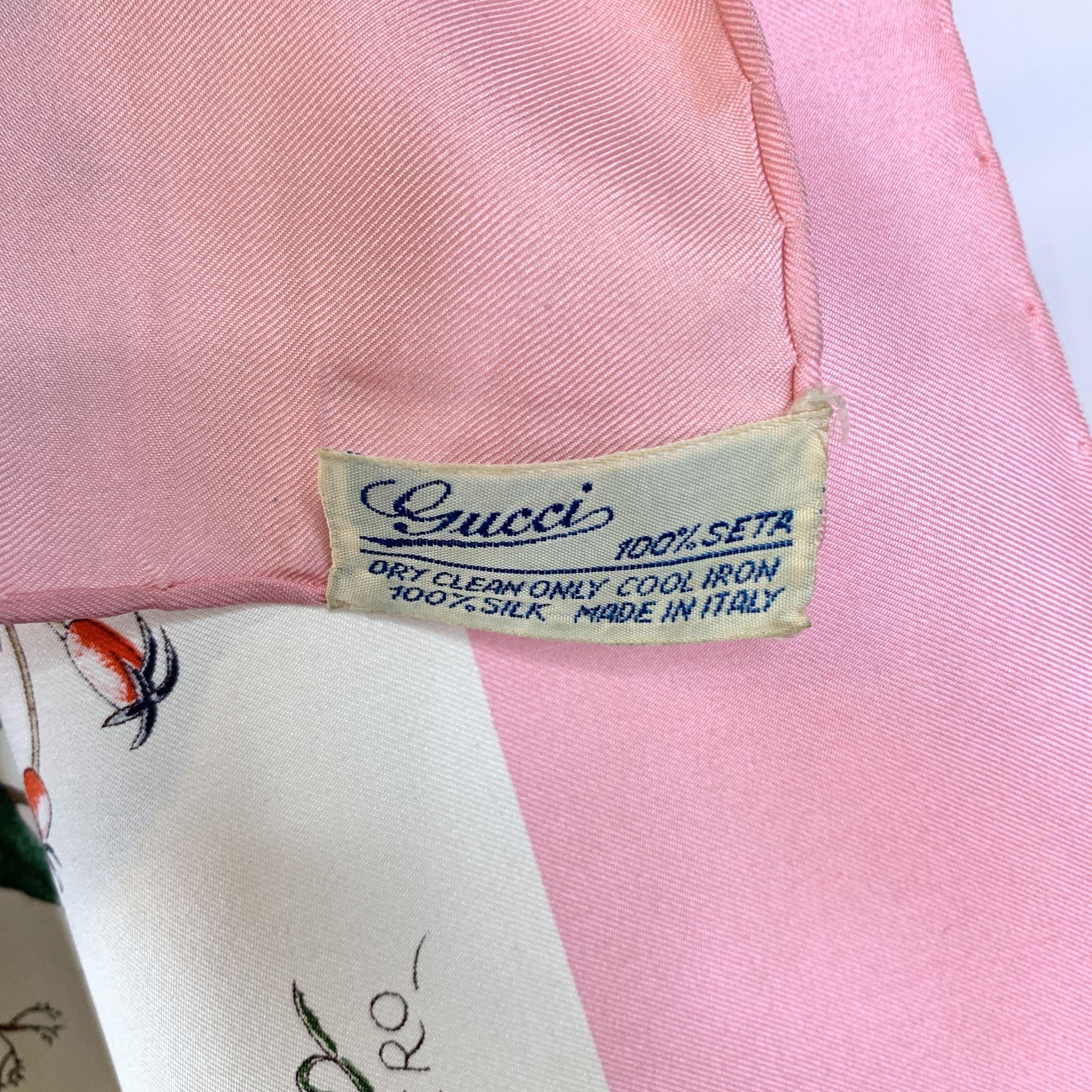 Gucci Vintage Pink Floral Silk Scarf Flora 1966 Accornero In Good Condition In Rome, Rome
