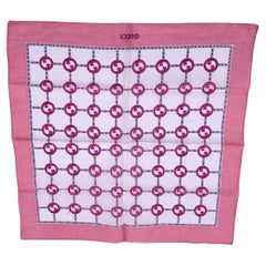 Gucci Vintage Pink GG Logo Cotton Neck Scarf Pocket Square