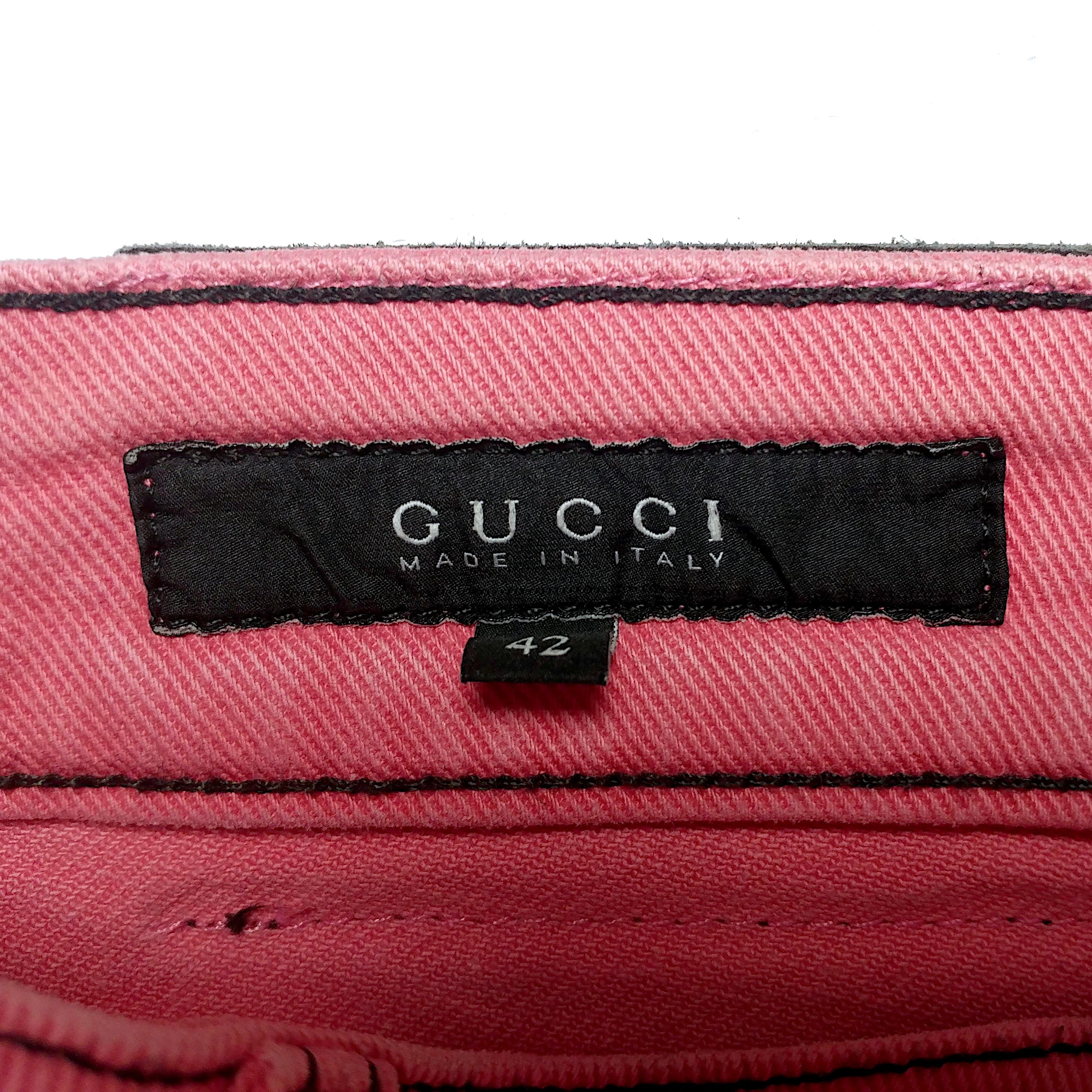 GUCCI - Vintage Pink Jeans with Black Stitchings and Patches  Size 6US 38EU 2