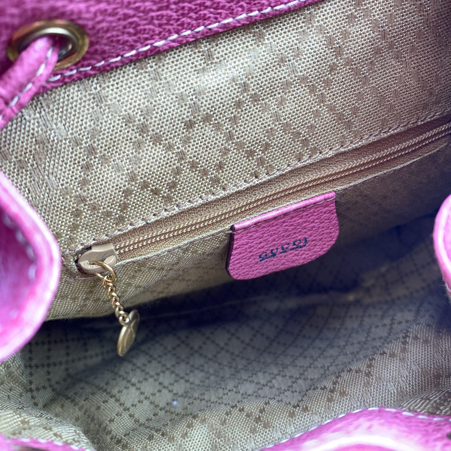 Gucci Vintage Pink Suede Bamboo Small Backpack Shoulder Bag 1