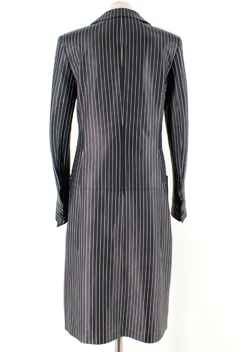 Black Gucci Vintage Pinstripe Leather Coat US 6