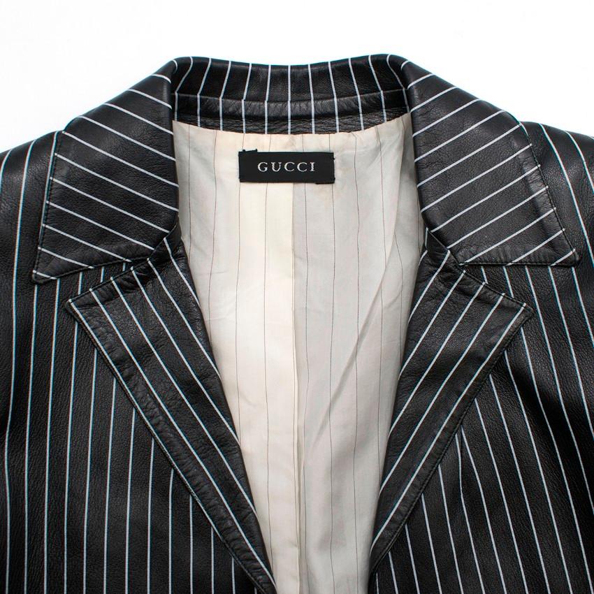 Gucci Vintage Pinstripe Leather Coat US 6 In Good Condition In London, GB