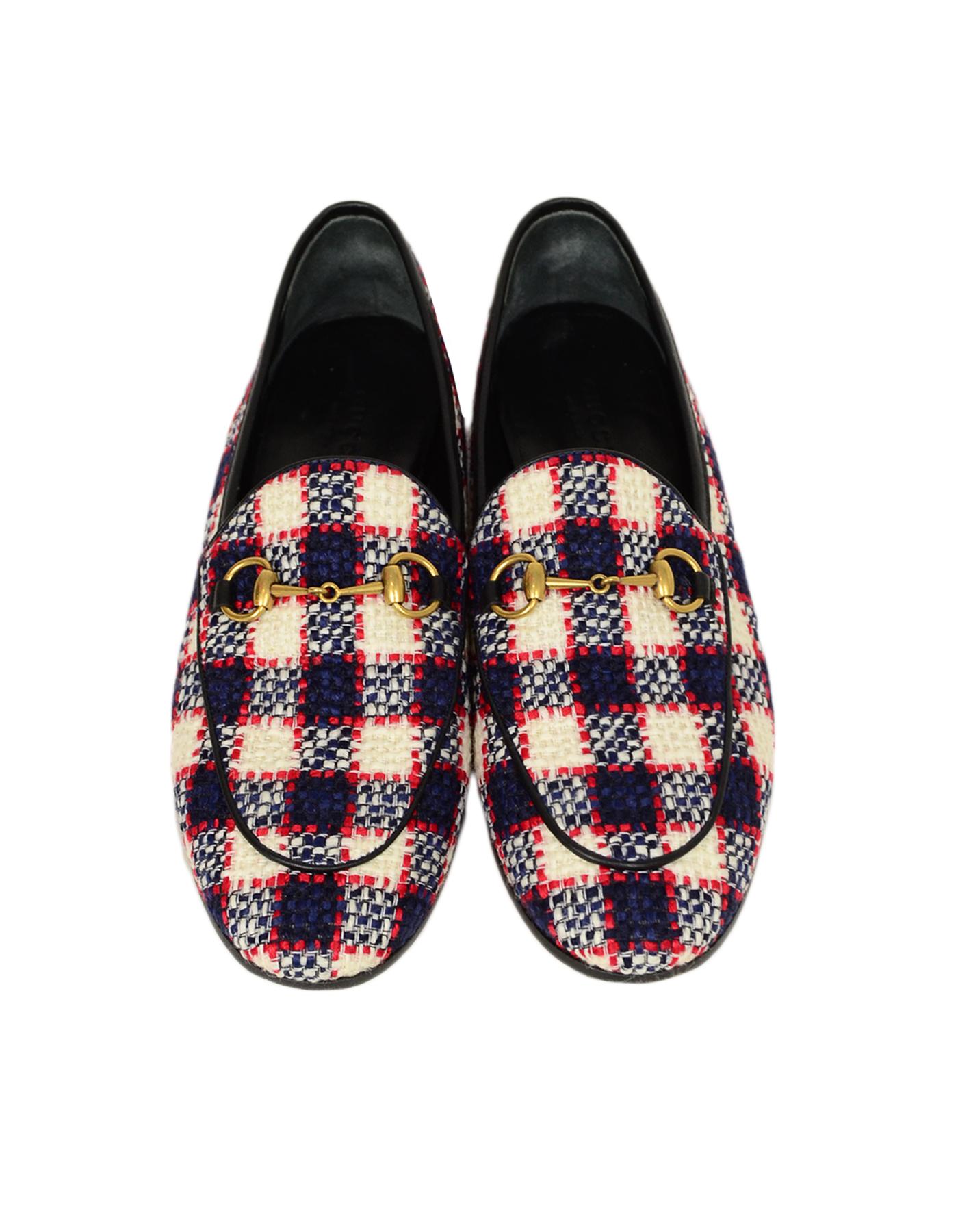 gucci tweed loafers