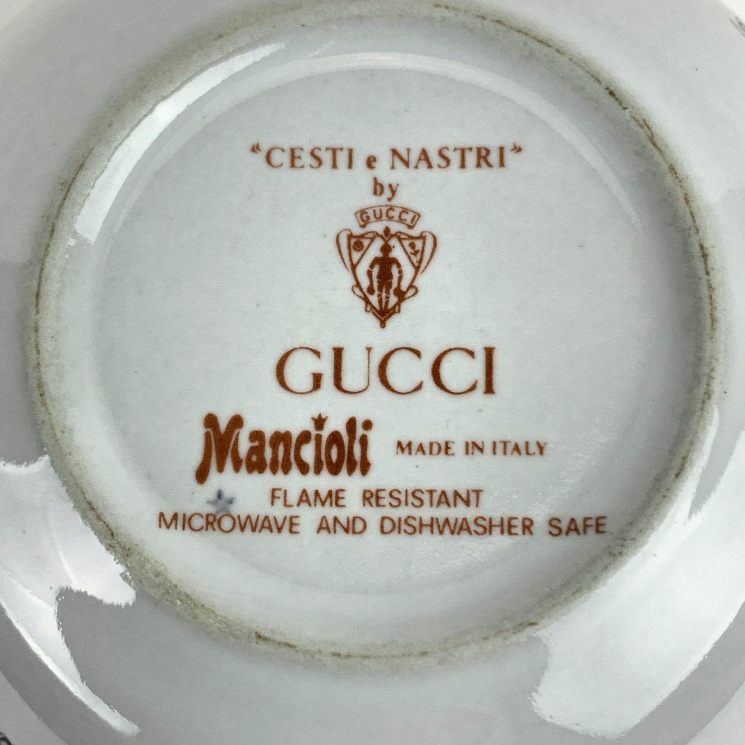 Gray Gucci Vintage Porcelain Cesti e Nastri Floral Small Round Bowl