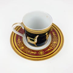 Gucci Vintage Porcelain Chair Design Coffee Cup and Saucer