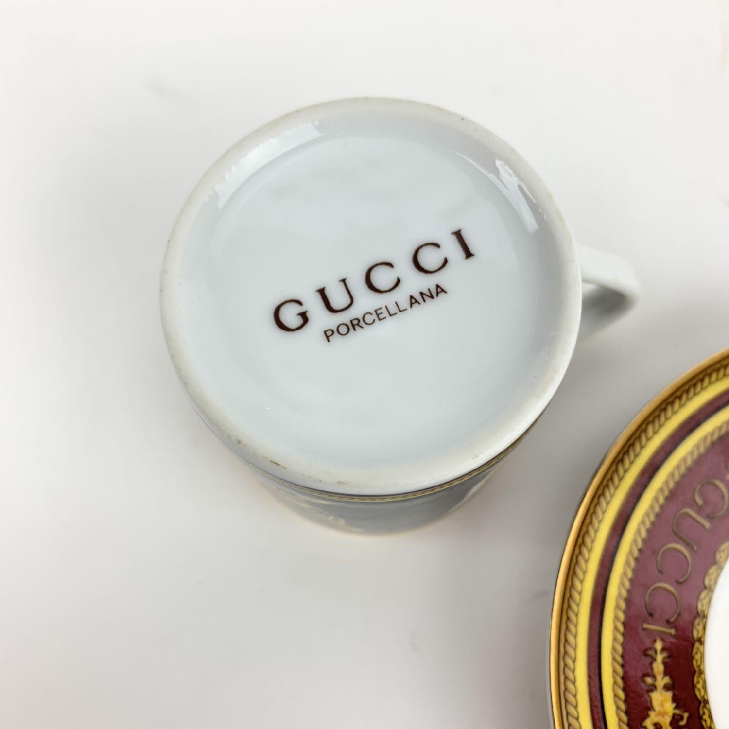  Gucci Vintage Porcelaine Chair Design Coffee Cup and Saucer Unisexe 