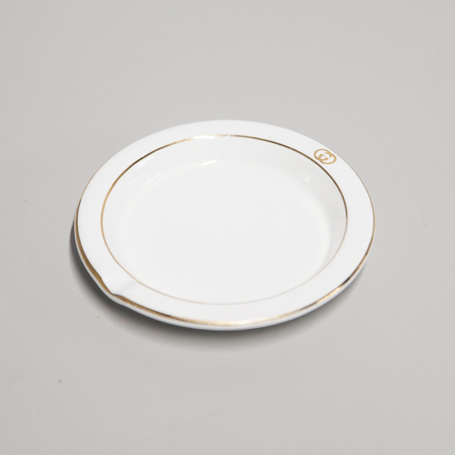 Silvered Gucci Vintage Porcelain Plates 1970s For Sale