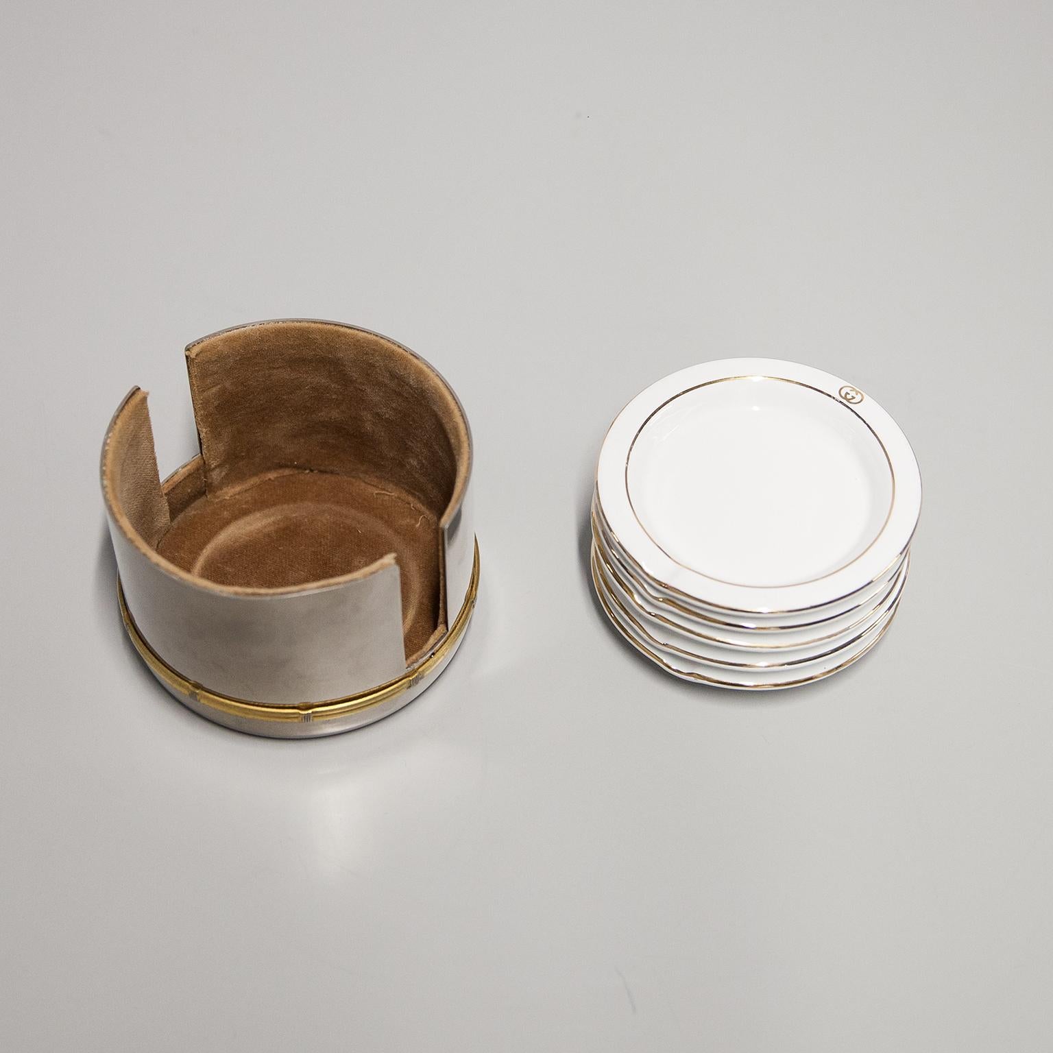 Brass Gucci Vintage Porcelain Plates 1970s