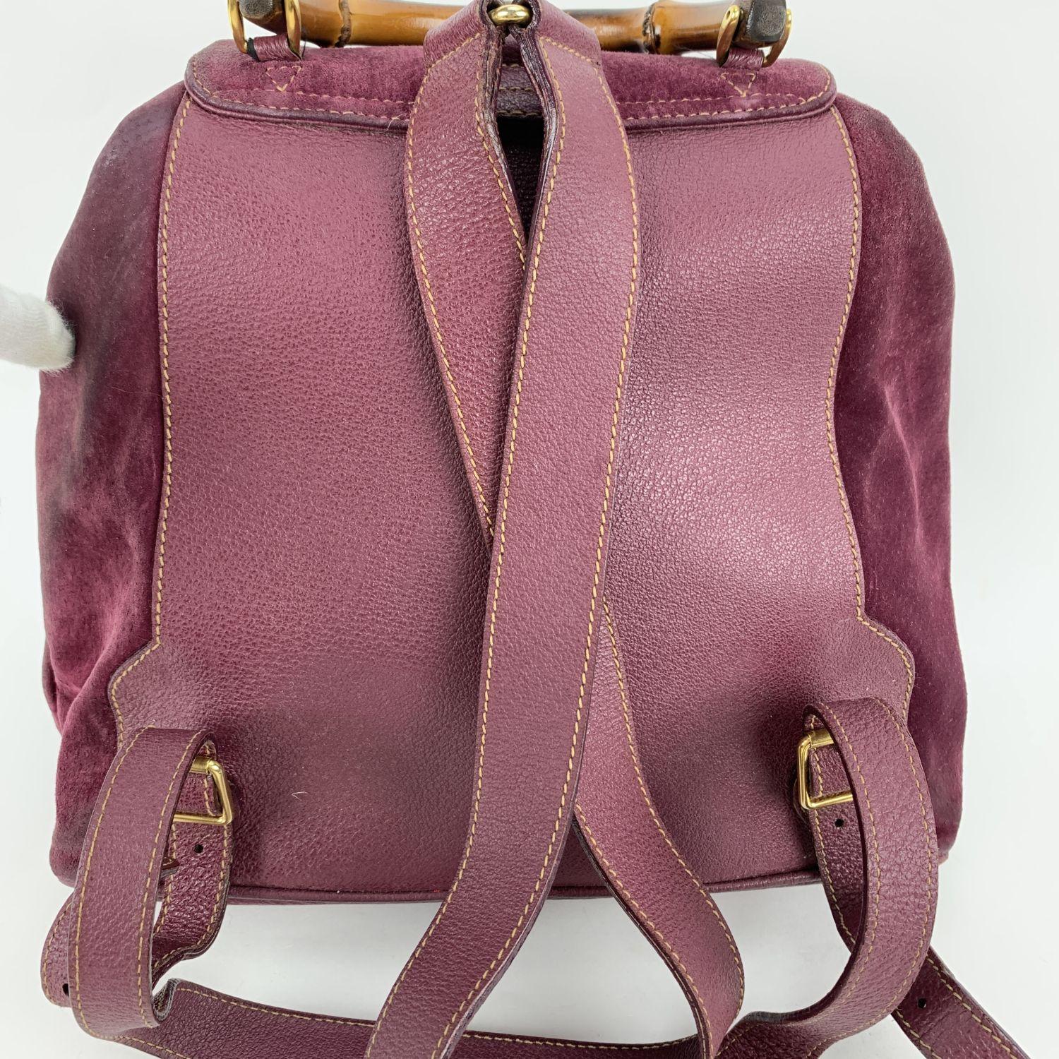Women's Gucci Vintage Purple Suede Leather Bamboo Backpack Bag