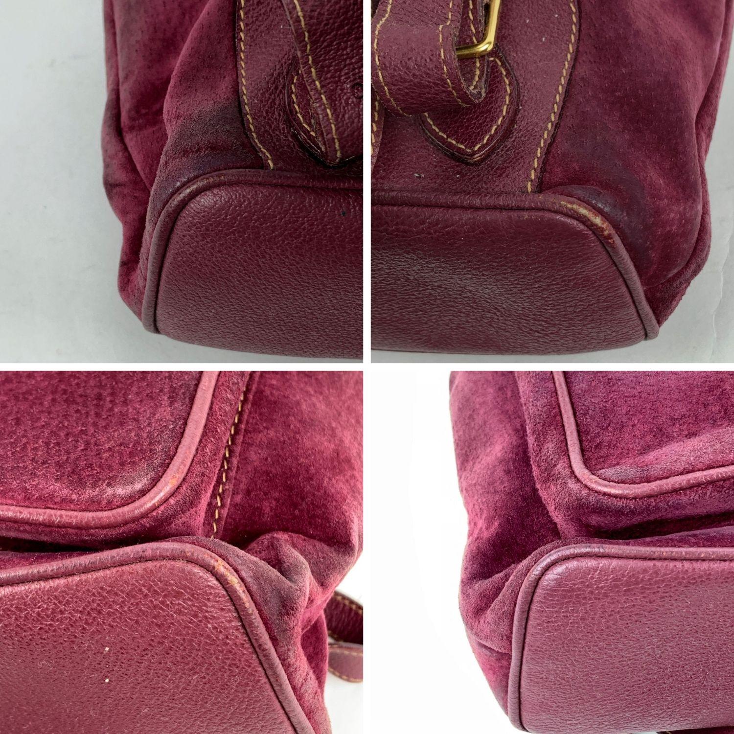Gucci Vintage Purple Suede Leather Bamboo Backpack Bag 1