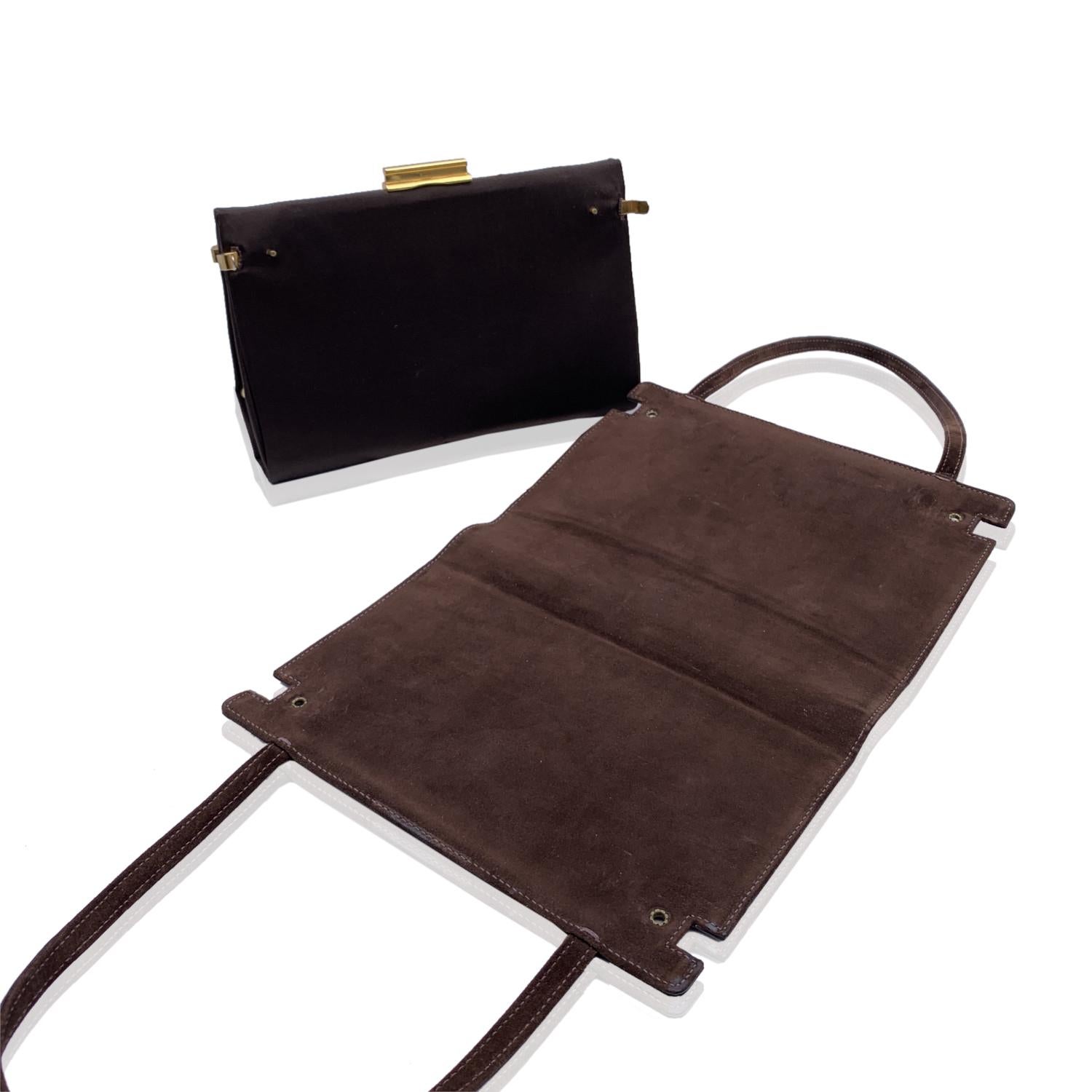Black Gucci Vintage Rare 1960s Brown Convertible Three Way Handbag