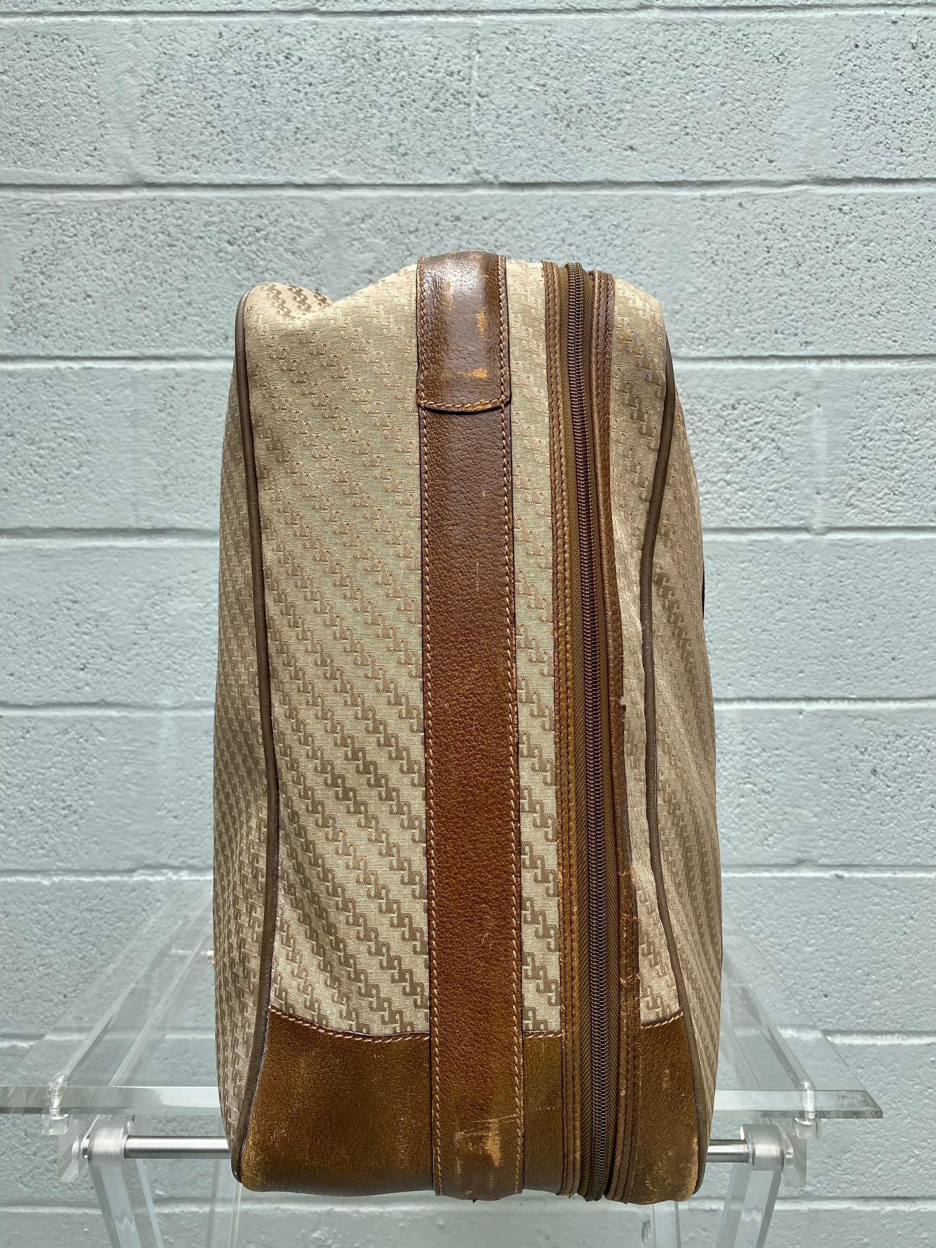 Marrone Gucci Vintage Rare GG Monogram Suitcase Travel Luggage in vendita