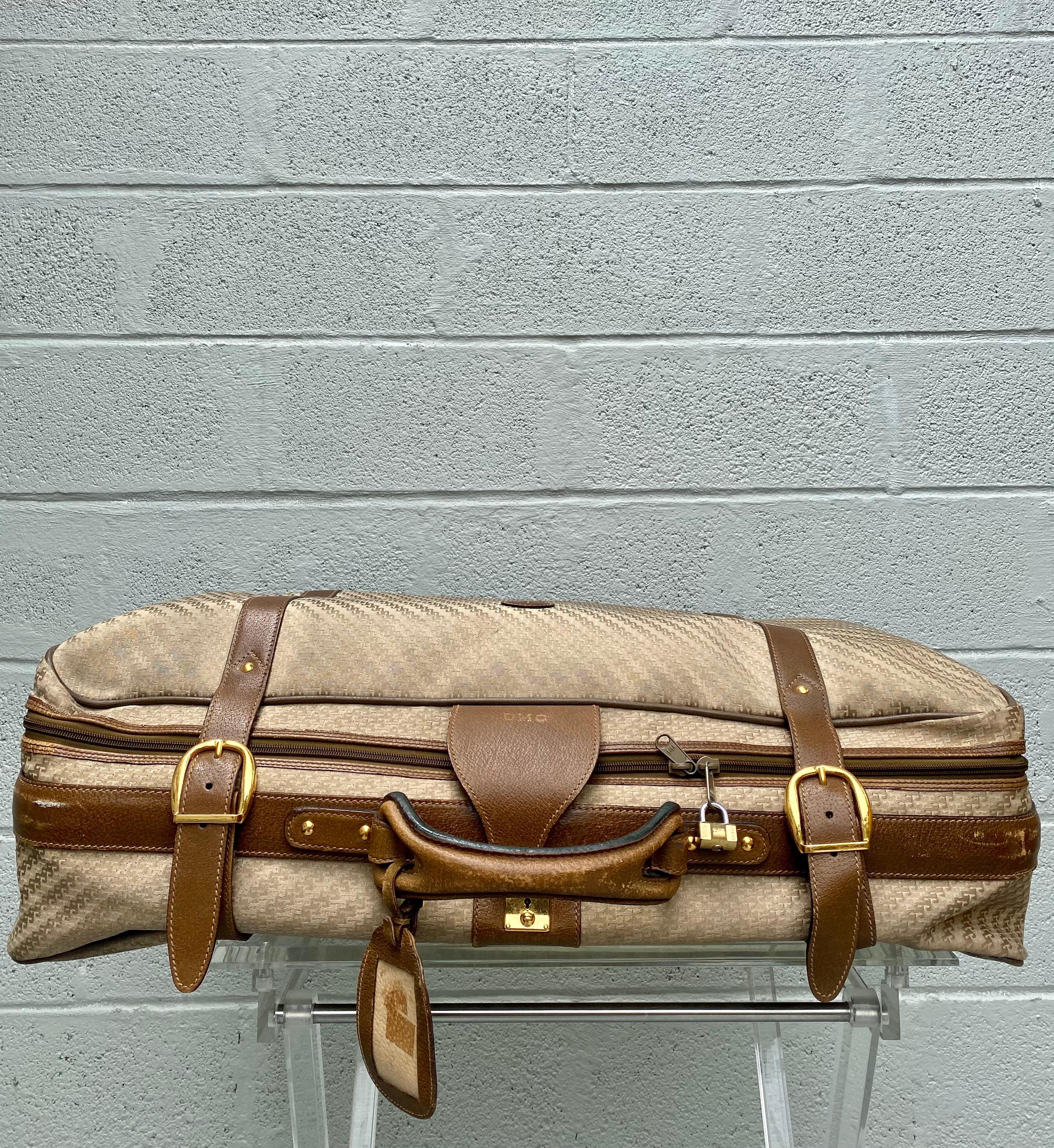 Brown Gucci Vintage Rare GG Monogram Suitcase Travel Luggage For Sale