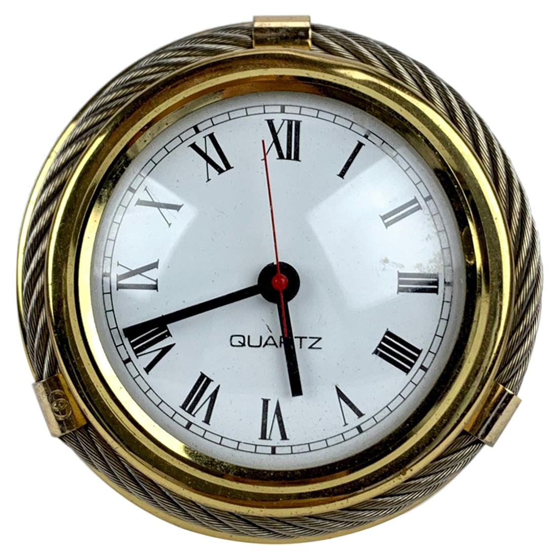 Gucci Vintage Rare Gold and Silver Metal Round Table Clock