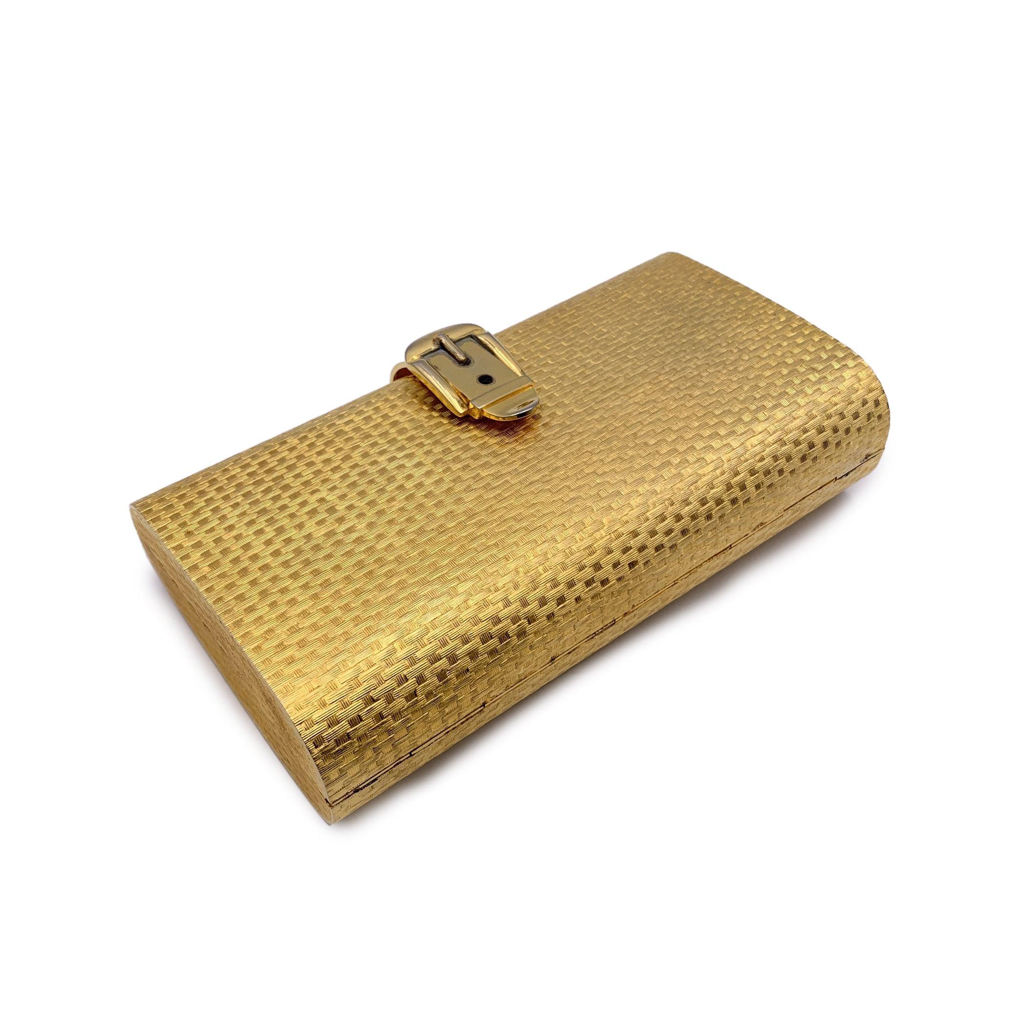 Gucci Vintage Rare Gold Metal Basket Look Evening Clutch Bag In Excellent Condition In Rome, Rome