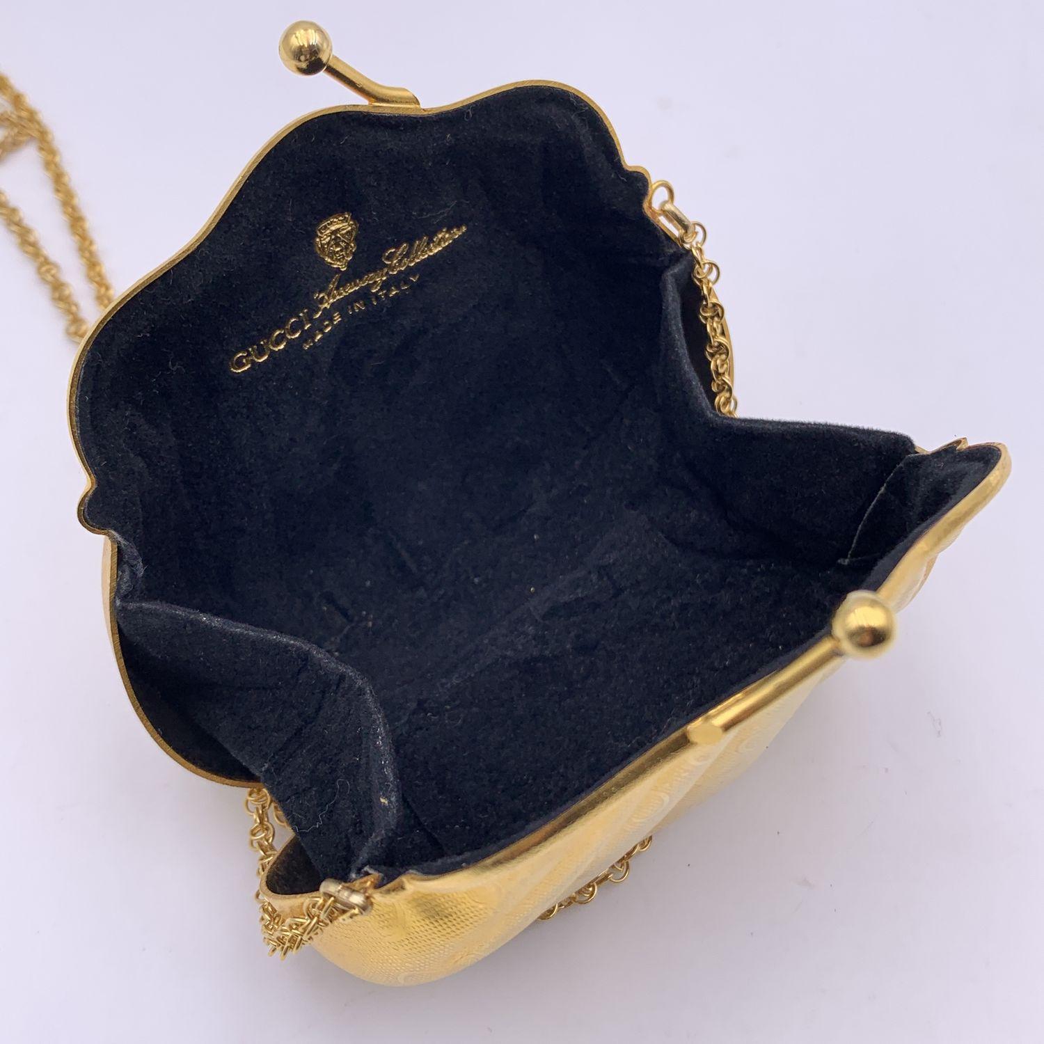 Gucci Vintage Rare Gold Metal GG Monogram Evening Bag Minaudiere 1