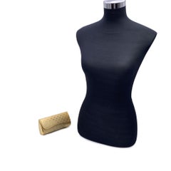 Gucci Vintage Rare Gold Metal GG Monogram Evening Clutch Bag