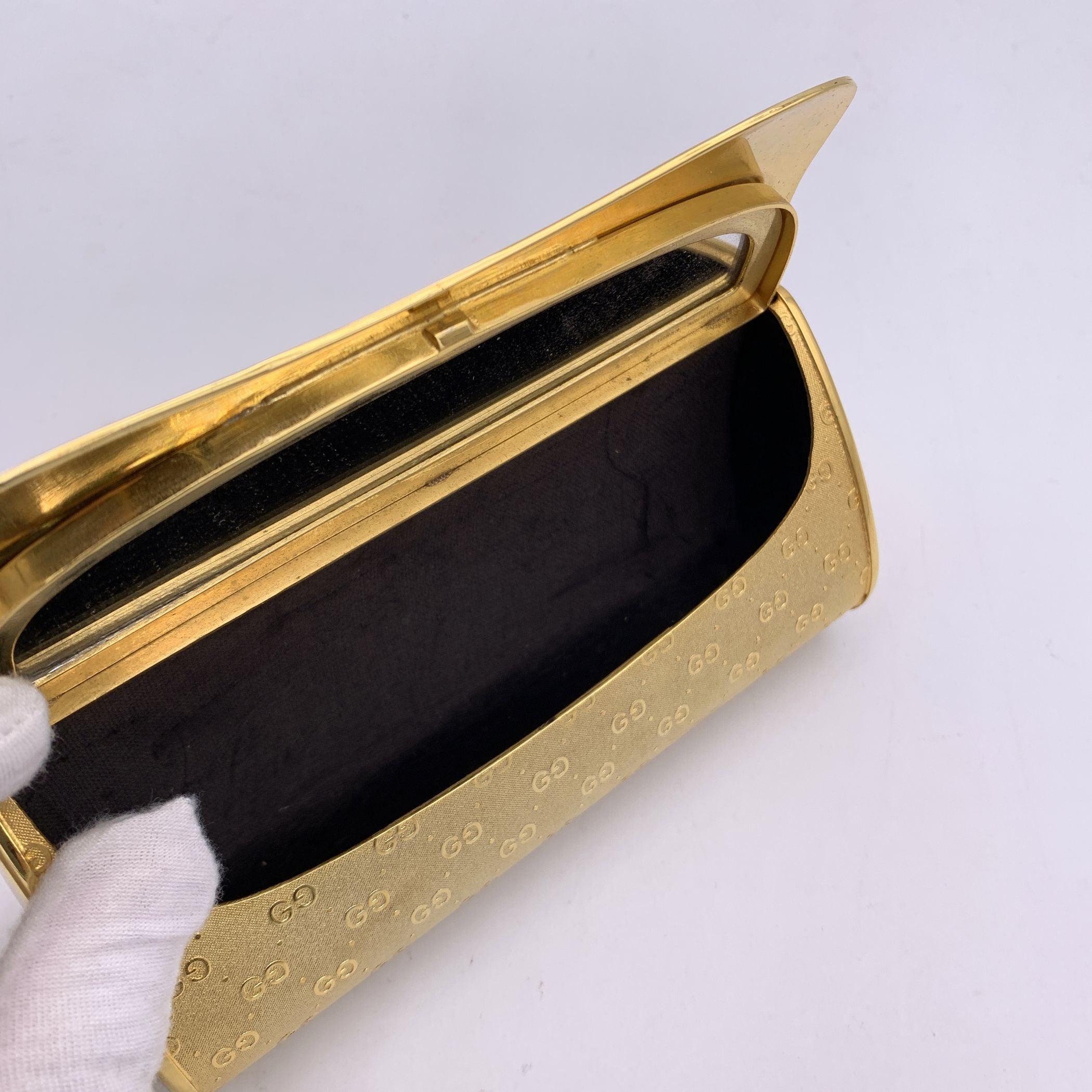 Gucci Vintage Rare Gold Metal GG Monogram Evening Clutch Bag For Sale 1