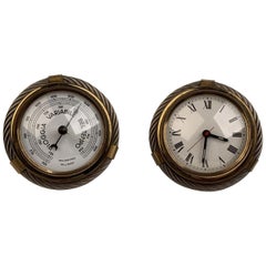 Gucci Vintage Rare Gold Silver Metal Barometer and Clock Set