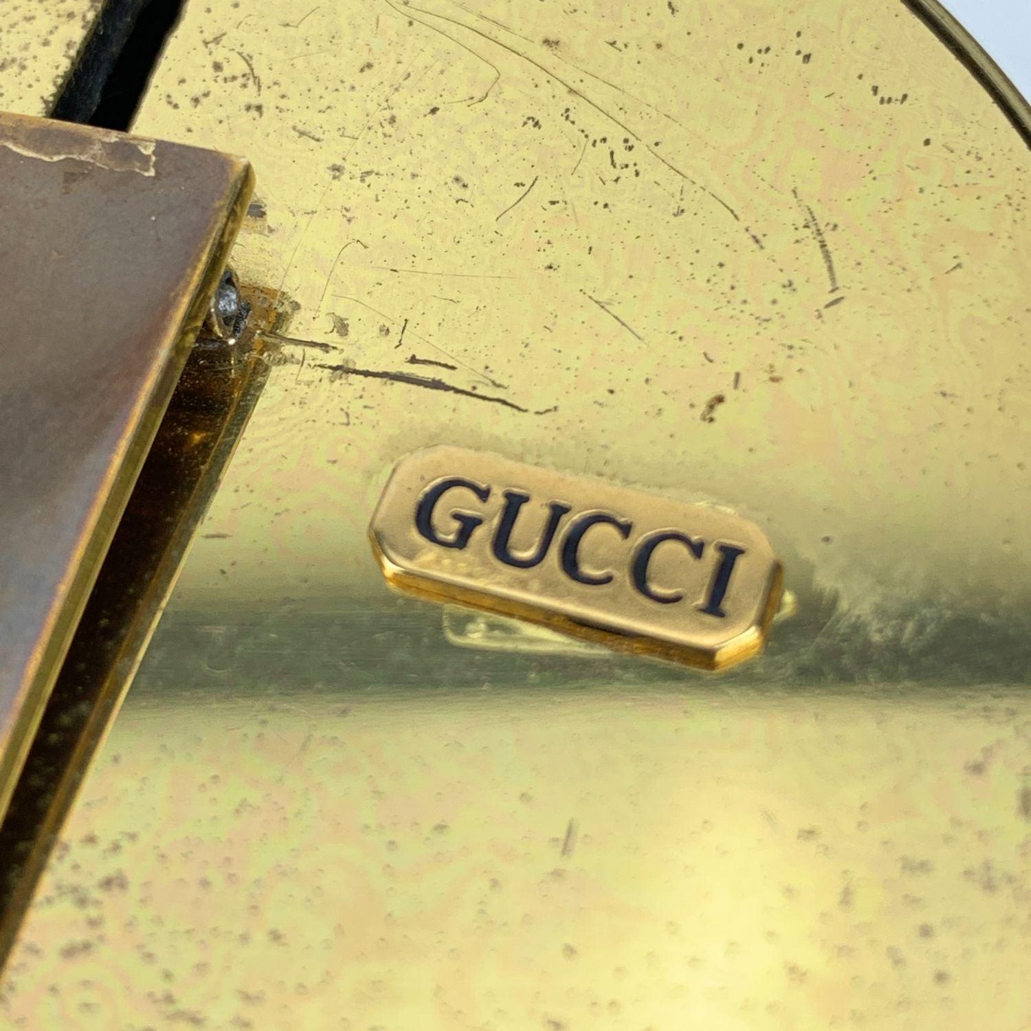 Seltene runde Vintage-Tischuhr aus Metall und Silber von Gucci im Zustand „Gut“ im Angebot in Rome, Rome