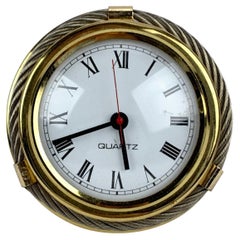 Gucci Vintage Rare Metal Round Gold and Silver Table Clock