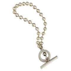 Gucci Vintage Rare Sterling Silver Logo Boule Circle Ball Dots Chain Bracelet 24