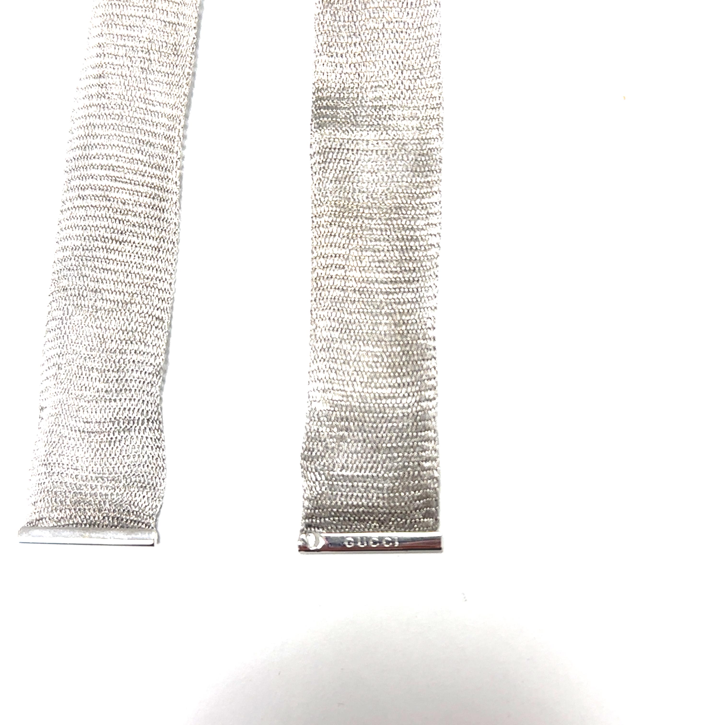 Gucci Vintage Rare White Gold Mesh Tie Necklace For Sale 3