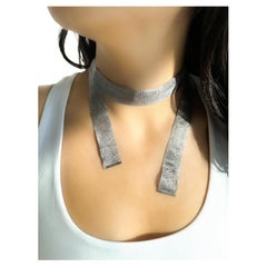 Gucci Vintage Rare White Gold Mesh Tie Necklace