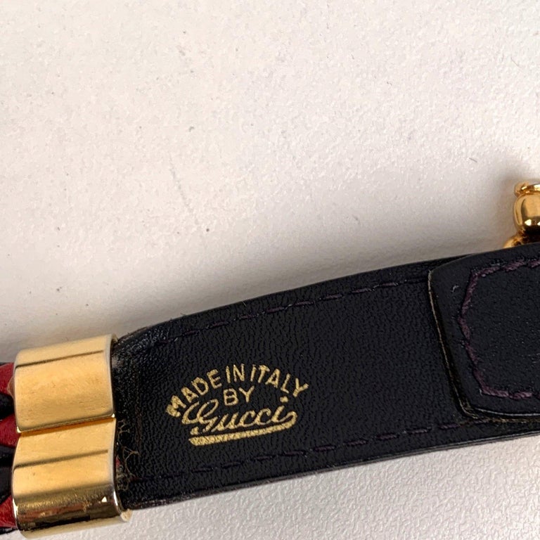 Gucci Vintage Red and Blue Leather Braided Strings Belt Size 75 For Sale at 1stDibs