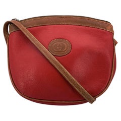 Gucci Retro Red and Brown Leather Small Shoulder Crossbody Bag