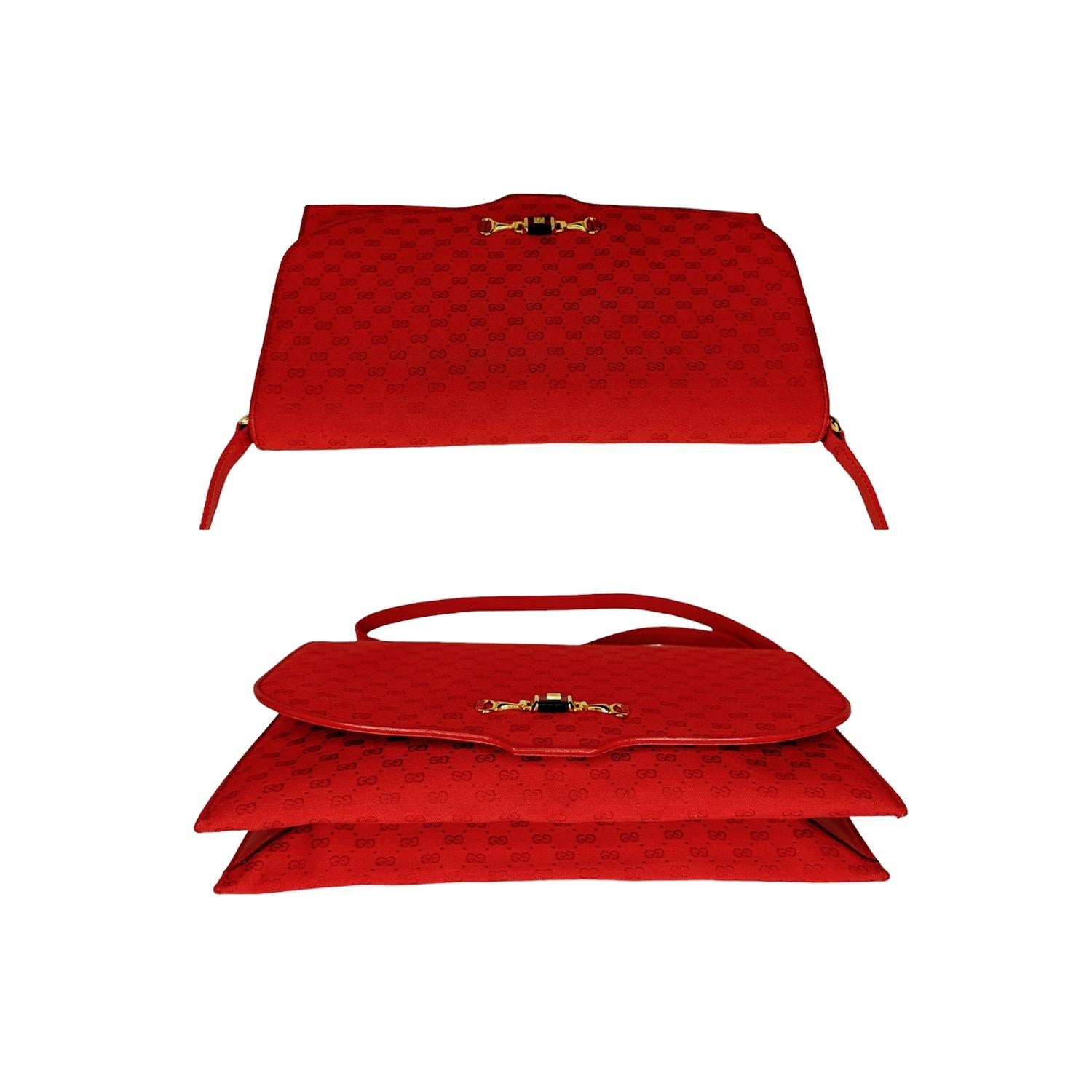 Gucci Vintage Red GG Micro Monogram Horsebit Shoulder Bag 1