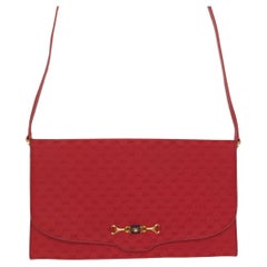 Gucci Vintage Red GG Micro Monogram Horsebit Shoulder Bag