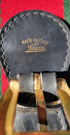 Gucci Vintage Red Green Ribbon Leather Suitcase