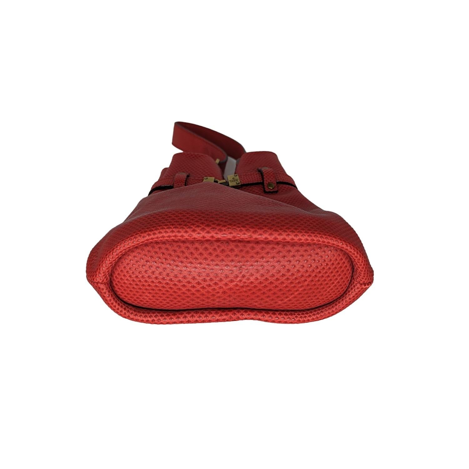 Gucci Vintage Red Karung Mini Bucket Bag For Sale 1